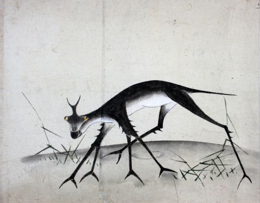 筑前化物絵巻　出石明烏塚の異獣　個人蔵／鞍手町歴史民俗博物館寄託